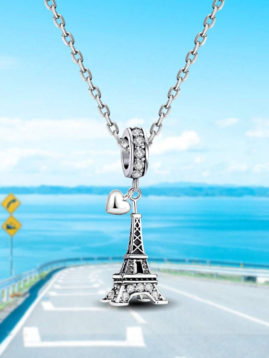 1 st. Sparkling 925 Sterling Zilveren Zirconia Kraal Dames Ketting Prachtig Jubileum Cadeau Voor Vriendin