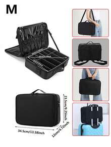 Waterproof Travel Makeup Bag, Professional Makeup Organizer, Portable Makeup Case With Compartments For Cosmetologist, Manicurist, Makeup Artist, Large Capacity, Shoulder Strap, Ideal Gift For Mom, Friends, Teachers, Bridesmaids Graduation Make Up Bag - Black - View 14