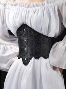 1 件短款鹿角压花提花束身衣腰带，带腰部修剪器，可双面佩戴，女士束身衣腰带，适合连衣裙、腰部训练器，塑腰，瘦腰收腹，万圣节服装