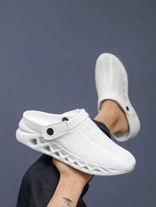 Pantuflas cómodas para hombres - Pantuflas de EVA antideslizantes con diseño de punta cerrada, apropiadas para todas las estaciones - Blanco - Ver 7