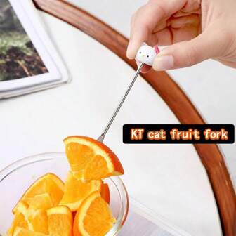 Sanrio 11PCS Sanrio Hello Kitty Household Creative Stainless Steel Fruit Fork High Color Value Hello Kitty Stainless Steel Fruit Sign Fruit Fork With Storage Jar,School Supplies