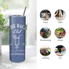 1 Piece Of 20oz Holiday Casual Style Custom Straight Cup, Stainless Steel Cup, Custom Name, Custom Text, Selected Pattern, Comes With Stainless Steel Straw And Straw Brush, Double-Sided Design, Hot And Cold Safety, Double-Layer Insulation, A Perfect Gift For Summer Vacation, Beach Leisure Drinking Cup