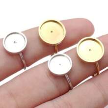 2pcs/Pack Stainless Steel Bezel Setting Rings, Hypoallergenic Rust-Proof DIY Jewelry Ring Base