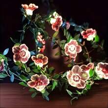 1 Peça Luz de Fada em Corda com Flores de Cerejeira e Folhas Verdes, Adequada para Casamentos, Noivados, Festas de Aniversário, Eventos de Feriados, Decoração de Jardim Externo