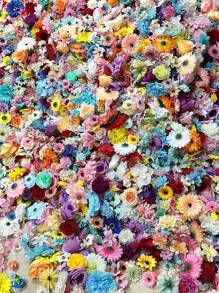 21pcs DIY Hanging Flower Garland With Fishline - 20pcs Polyester Artificial Flowers, Random Color Floating Petals, Spring Decorative Petal Rainfall Scene, For Weddings And Engagements, Wedding Decoration | Vibrant Flower Garland | Artificial Flowers, Flower Decorations