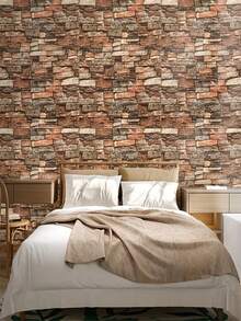 1 卷瓷砖贴纸 - 易于粘贴和剥离，可自由裁剪 - 适用于装饰厨房、客厅、浴室、走廊、时尚家居装饰墙面装饰房间装饰贴纸壁纸墙纸墙贴墙贴个性化贴纸 - 磚紅色 - 查看 8