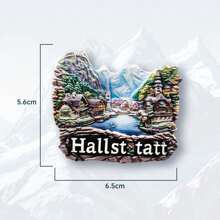 1pc Resin Refrigerator Magnet, Poland, Austria, Czech Landmarks Of Krakow, Hallstatt, Prague, Travel Souvenir, Home Decor Magnets For Bedroom, Kitchen, Wall, Creative Gift