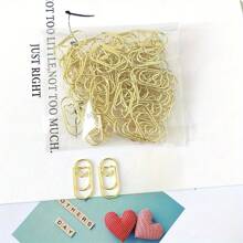 100 clipes de papel em formato de coração dourado em miniatura, material de escritório versátil em metal para estudo, escritório e casa, volta às aulas, material escolar