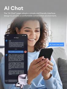 HYUNDAI HYUNDAI Space-Y3Pro AI Version Bluetooth Earphone, Hanging Ear Type With Battery Level Display, Smart Translator For Cross-Language Face-To-Face Communication, Conference Recording AI Assistant, Long Standby Time, With Microphone, Comfortable Open-Ear Wireless Headphone