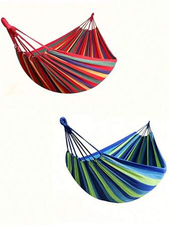 1pc Portable Canvas Hammock, Suitable For Outdoor Camping, Patio, Travel And Party