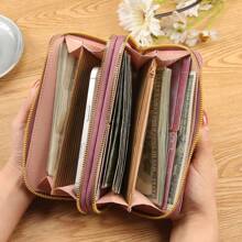 New Style Women Long Wallet, Fashion Clutch Hand Bag, Double-Zipper Cell Phone Purse With Large Capacity & Multiple Card Slots, Suitable For Daily Use, Shopping, Office, Outings, Mother's Day/Birthday Gift