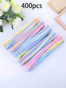 400/100pcs Bulk Pack DIY Pipe Cleaners, Macaron Colors, Random Mixed Including Densely Chenille Stems, Fluffy Rods, Craft Pipe Cleaners, Pipe Cleaner Craft Art & Craft Decor Chenille Stems, Christmas Gift Random Color Chenille Stems, DIY Craft Pipe Cleaners For Bouquets, Headbands, Bracelets, Vibrant Colors And Thickened, Suitable For Valentine's Day, Birthday, Party Gifts - Twister - View 21