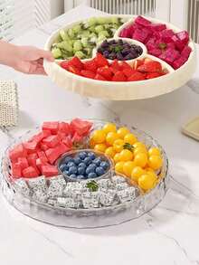 Kitchen & Living Room Candy Dish Snack Plate Fruit Tray Wave Pattern Premium Feel Luxury Style Compartment Dry Fruit Storage Bowl,School Supplies - Multicolor - View 1