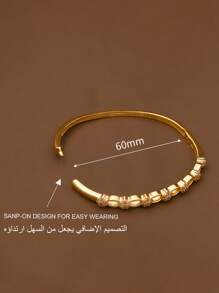 1/2/3 piezas Clásico de moda Siete flores adornan el brazalete de oro hueco para mujeres con diámetro de 60 mm que se puede abrir, apto para uso diario de las mujeres, sin incluir la caja