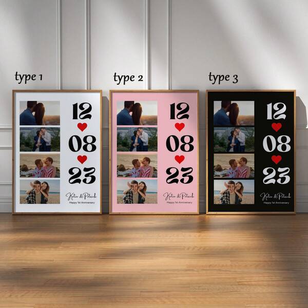 1 gepersonaliseerde fotocollage als jubileumcadeau voor haar of hem, gepersonaliseerde print voor het eerste jubileum, gepersonaliseerd cadeau voor vriend/vriendin, gepersonaliseerde, onvergetelijke foto