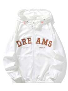 جاكيت واقي من الشمس خفيف الوزن، مطبوع بحرف، تهوية جيدة، فضفاض المقاس، مناسب للجنسين في الصيف