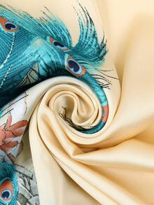 1 件女士花卉印花雪纺长袍/披肩套装、丝滑沙滩罩衫和防晒围巾、长袍