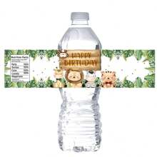 10pcs/20pcs Jungle Animal Theme Water Bottle Labels, Animal Pattern Water Bottle Stickers, Can Be Used For Labeling Beverages, Cans, Cups, Suitable For Birthday, Shower, Engagement, Picnic Party Decorations, Gift Packaging Supplies
