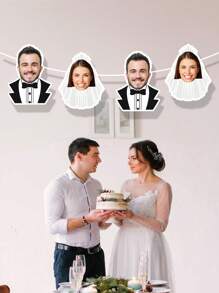 7/14/21 peças Faixas Personalizadas com Fotos do Noivo e da Noiva, Decorações de Faixas Personalizadas para Festa de Casamento, Padrões de Fotos Personalizadas do Noivo e da Noiva, Decorações para Chá de Panela, Chá de Casal, Despedida de Solteiro