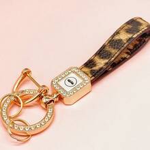 Fashionable Unisex Leopard Print Leather Keychain // Elegant Ladies' Leather Strap Key Chain, Fit For Any Vehicle - Multicolor - View 13