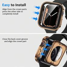 Apple Watch Case Cover, Apple Watch Screen Protector, 2 In 1 Apple Watch Case, 1pc 2 In 1 Case Compatible With Apple Watch Series 4 5 6 7 8 9 10 SE SE2 Ultra With Built-In Screen Protector, Straight Edge Hard PC Full Body Protective Cover For Apple Watch 40/41/42/44/45/46mm