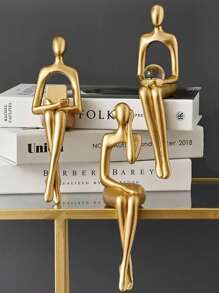 1pc Creative Art Mini Golden Man Decorative Figurine, Modern Minimalist High-End Luxurious Style, Suitable For Home Living Room Entrance Bookshelf Cabinet TV Stand Decor, Office Desk Decoration, Company Hotel Store Window Display, Holiday Gift, Photo Prop