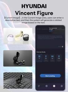 HYUNDAI HYUNDAI Space-Y3Pro AI Version Bluetooth Earphone, Hanging Ear Type With Battery Level Display, Smart Translator For Cross-Language Face-To-Face Communication, Conference Recording AI Assistant, Long Standby Time, With Microphone, Comfortable Open-Ear Wireless Headphone