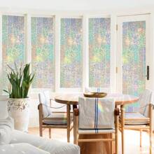 1 Roll Colorful Privacy Window Film, 3D Macaron Rainbow Static Cling Window Sticker - Removable, UV Blocking, Heat Insulation Film, Size: 17.7x118inch, Suitable For Home Glass Decoration Gifts Birthday Graduation