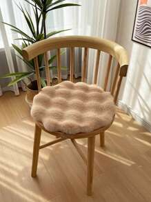 Alfombra redonda de felpa esponjosa, suave y de color crema, linda almohadilla decorativa para cama de mascota, silla, taburete, cojín de silla de oficina, cojín de asiento