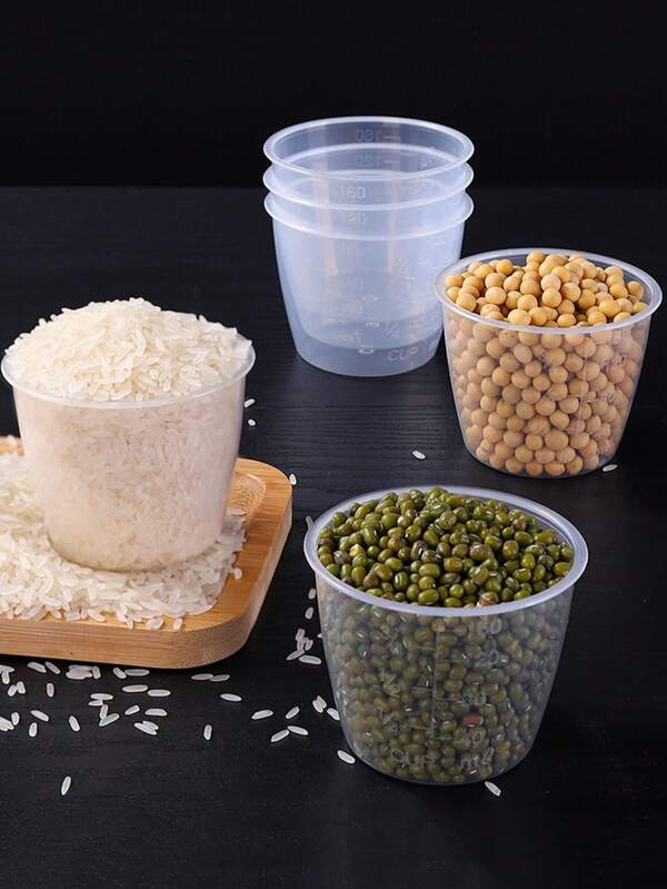 3pcs Plastic Transparent Rice Measuring Cup, Rice Cooker Measuring Cup Tools - For Kitchen Dry And Liquid Ingredients Measuring (5.41oz)