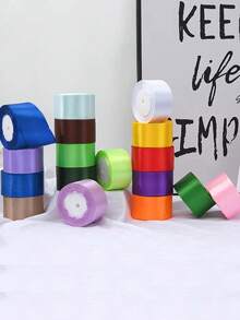 4cm Ribbon Flowers, 4cm Width Satin Ribbon Colorful Craft Floral For DIY Silk Rose Bouquet, Gift Wrapping Ribbons And Bows - Multicolor - View 2