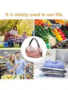 1 件粉色迷彩可折叠购物袋 - 高品质尼龙，大容量旅行和健身手提包，耐用面料和肩带，轻便适合运动、健身和日常使用，日常购物袋 | 可折叠手提包 | 尼龙购物袋，可重复使用购物袋