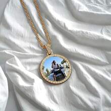 1 pieza Collar personalizado con foto redonda y alas, colgante de foto personalizado, colgante de foto personalizado "Tus alas están listas" para joyería personalizada, regalo de Navidad muy memorable, oro, plata, elegante, colorido, vintage, simple, unisex, casual, lindo, personalizado, único, regalos ideales para él, regalos ideales para ella, ella, novio, novia, papá, mamá, familia, amigos, para aniversarios, para cumpleaños, para graduación, para baile de graduación, para fiestas, otoño elegante, joyería y relojes, collares de foto de moda personalizados