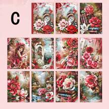 1 Booklet Of 30 Sheets Floral Dream Background Papers, Vintage Flowers, Butterflies, Garden, Figures, Scrapbooking, Decorations, Planner Background,School Supplies,Back To School