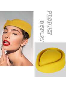 1 件欧洲、美国、英国复古空姐风格女士毡羊毛贝雷帽，优雅女士茶会帽，适合婚礼、派对、仪式、休闲装，四季皆宜