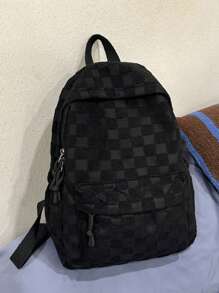 Fashion Women's Backpack With Patchwork Plaid Pattern, Sold With Accessories, School Backpack