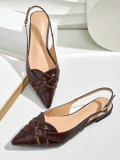 Women's Summer 2025 New Wrap-Around Braided Flat Sandals, Casual & Versatile Colorblock Woven Slip-On Shoes, Solid Color Fashion, Outdoor Wear, Spring/Summer/Autumn,Ballet