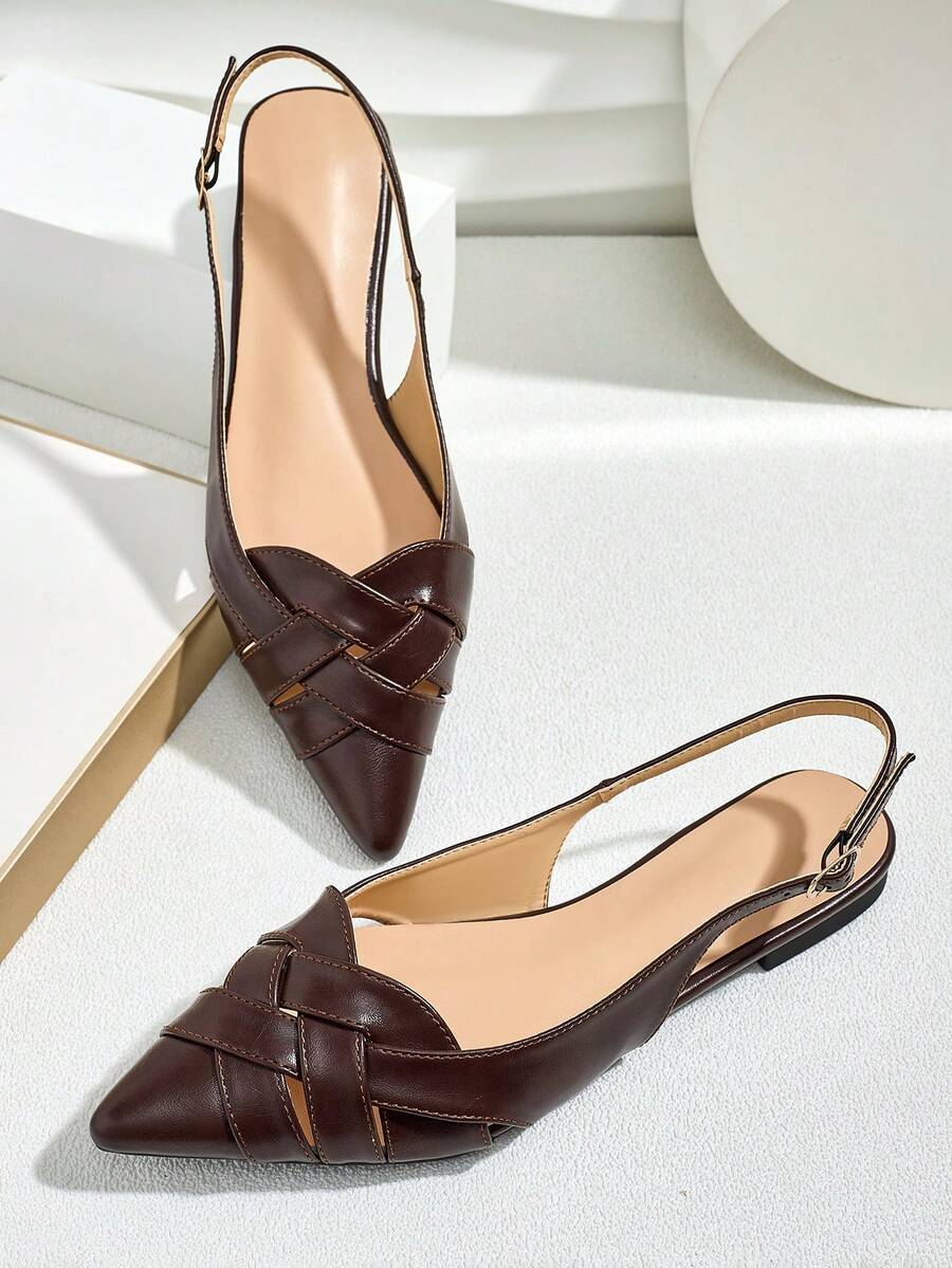 Women's Summer 2025 New Wrap-Around Braided Flat Sandals, Casual & Versatile Colorblock Woven Slip-On Shoes, Solid Color Fashion, Outdoor Wear, Spring/Summer/Autumn,Ballet