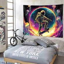 Funny Space Astronaut Alien Tapestry For Men Guys Bedroom, Cool Universe Planet Art Tapestries Wall Hanging College Dorm Boys Room Decor Blacklight Galaxy Poster Home Decoration For Bedroom,Living Room,Dorm - Jellyfish - View 4