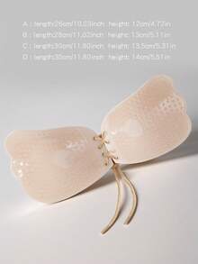 夏季女士露背自粘式胸罩：聚拢隐形无肩带胸罩透气防下垂适用于婚纱 - 杏色 - 查看 4