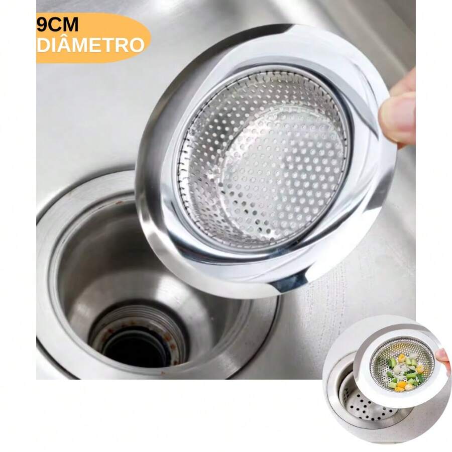 Stainless Steel Kitchen Sink Strainer Drain With Drain Edge 9CM - 灰色 - 查看 1