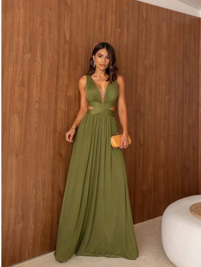 Vestido longo festa madrinha de casamento baile evento formatura coquitel aniversario debutante elegante