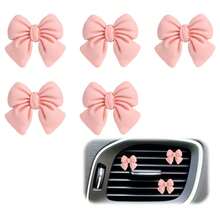 5 chiếc kẹp trang trí cửa gió xe hơi hình nơ dễ thương bằng nhựa ABS, dùng để khuếch tán hương thơm, trang trí nhà cửa cho bé gái. - Một cỡ - Xem 5