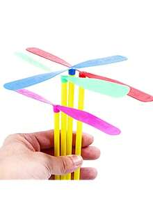 10pcs Color Random Plastic Bamboo Dragonfly Flying Toys Outdoor Interactive Dragonfly Helicopter Fun Toys - Multicolor - View 6