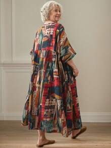 Damskie sukienki plus-size, topy, sukienki na co dzień, letnia sukienka z okrągłym dekoltem i luźnym nadrukiem na 2025 rok, swobodna, świąteczna, boho, plażowa sukienka, swobodny nadruk