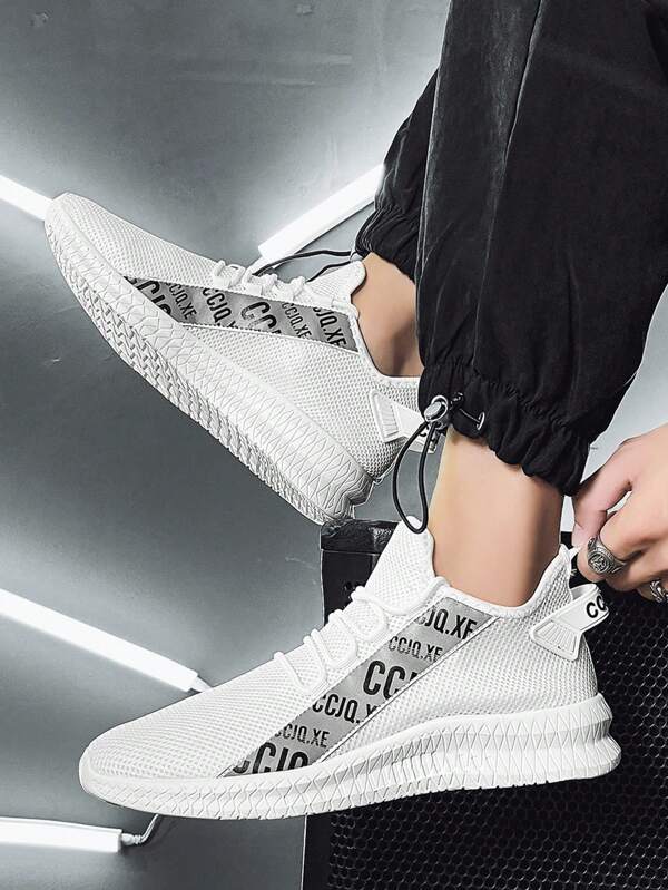 Men's Sneakers, Walking Shoes, Soft Bottom Breathable Mesh Casual Sportswear, Red, Black, White, Coconut Style, Suitable For Sports And Daily Wear