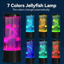 1 Peça Lâmpada de Lava em Forma de Água-Viva com LED, Luz de Humor do Oceano que Muda de 7 Cores, Ideal para Sala de Estar, Quarto, Criado-Mudo, Escritório, Decoração de Mesa e Presente para Feriados/Aniversários