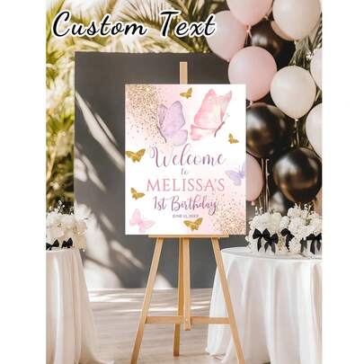 1pc - Personalized Birthday Party Poster, Customized Birthday Party Welcome Sign, Unframed Birthday Party Poster, Customized Name Canvas Poster, Birthday Welcome Poster, Flat Printed Material, Home & Living, Decorate Your Home, Souvenir ,Bachelorette Party Favors, Custom Party Favors