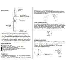 Cepillo de dientes eléctrico inteligente, limpiador de dientes con 2 cabezales de cepillo, 1 cabezal mate, 5 modos de limpieza, para cuidado bucal diario, carga USB, adecuado para uso doméstico/de viaje, batería de 500 mAh