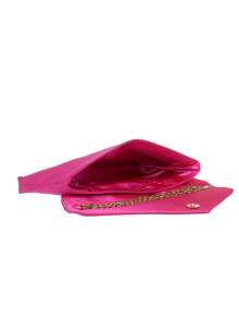 Girly Handbags Plain Faux Suede Envelope Clutch Bag - Bubblegum Pink - View 5